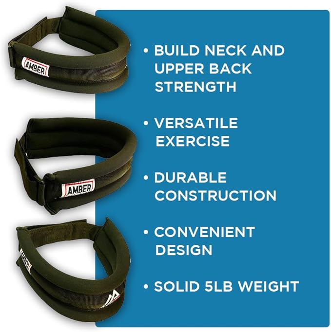 AMBER Weighted Neck Harness Neck Exerciser Builder Support for Strength &amp; Resistance Training Weight Lifting Head Harness for Stronger Neck