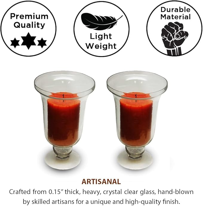 Krystle Hurricane Candle Holders - Elegant Centerpieces for Dining &amp; Living Room, Accent D?cor (Set of 2), White, Large