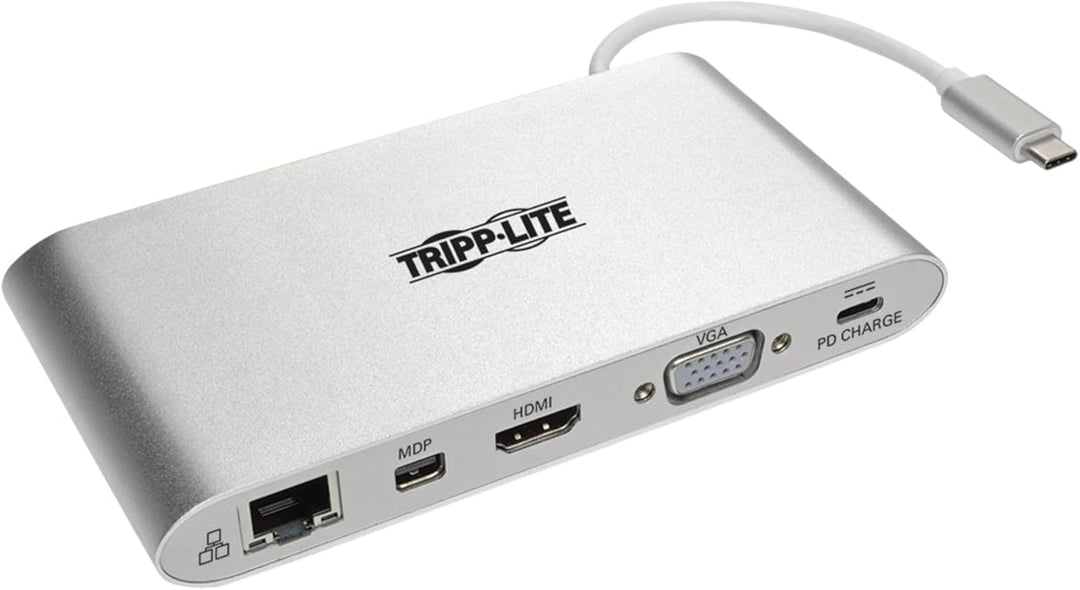 Tripp Lite USB 3.1 Gen 1 USB-C Docking Station w/ USB-A, HDMI, VGA, mDP, Gigabit Ethernet, Mem Card, 3.5mm &amp; USB-C PD Charging, USB C, USB Type C, USB Type-C (U442-DOCK1)