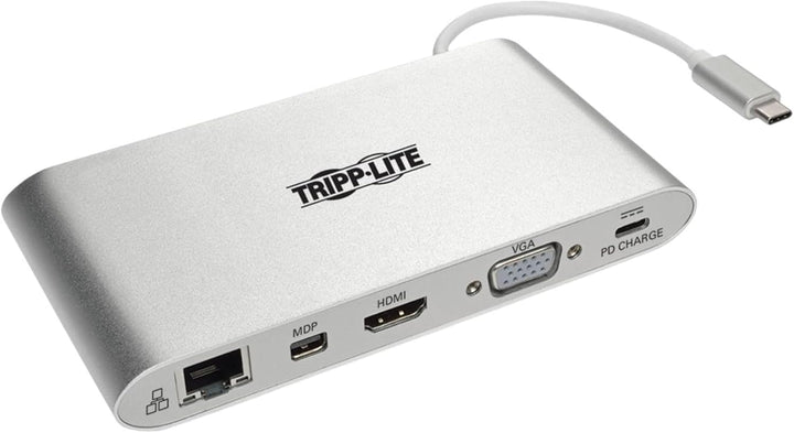 Tripp Lite USB 3.1 Gen 1 USB-C Docking Station w/ USB-A, HDMI, VGA, mDP, Gigabit Ethernet, Mem Card, 3.5mm &amp; USB-C PD Charging, USB C, USB Type C, USB Type-C (U442-DOCK1)