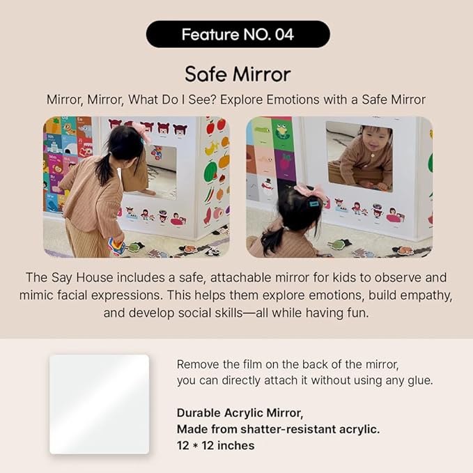 LIVEVIE Hattung SayHouse Interactive Educational Foldable Board for Kids with Talking Pen, Magnetic Board, Whiteboard &amp; Mirror - Learn Fruits, Numbers, Animals, and More