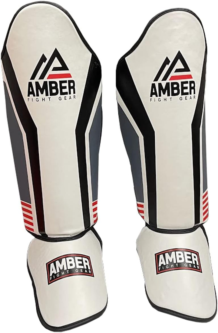Gladiator Muay Thai Shin Guards, Synthetic Leather, Shock Absorbing Triple Foam, Adjustable Hook &amp; Loop Straps, Elastic Instep Strap, Durable &amp; Lightweight for MMA, Kickboxing