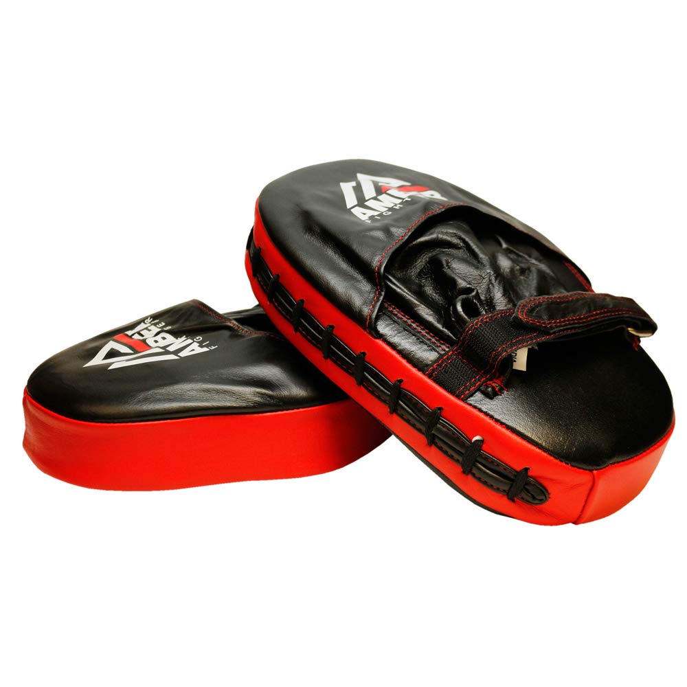 Genuine Leather Target Focus Punching Mitts for MMA, Kickboxing, Muay Thai &amp; Martial Arts Training | Shock-Absorbing, Lightweight, Durable with Adjustable Wrist Support &amp; Finger Cover