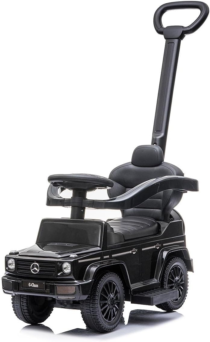 Best Ride On Cars 3 In 1 Mercedes G-Wagon Push Car for Toddlers 1 to 3 Years Old, Kids Outdoor Stroller with Music, Horn Sounds, and Handle, Realistic Driving Experience, Black