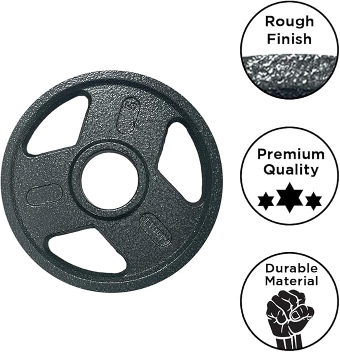 Triple-Grip Weight Plates Durable Cast Iron for Versatile Strength Training - Ideal for Squats, Deadlifts, Bench Press, Multiple Weight Options Available, Sold as Pair (25, Pounds)