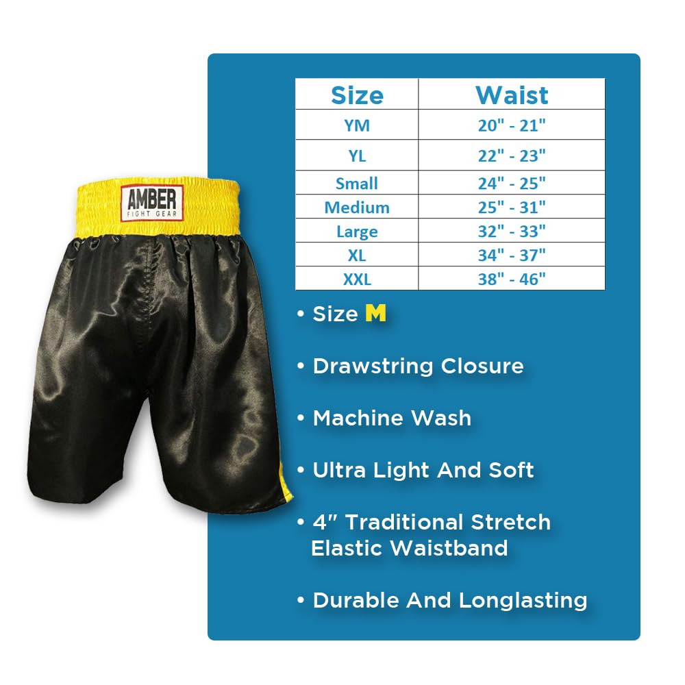 Fearless Classic Satin Pro-Style Boxing Trunks, Premium Lightweight Fight Shorts for Training, Sparring, and Gym Wear