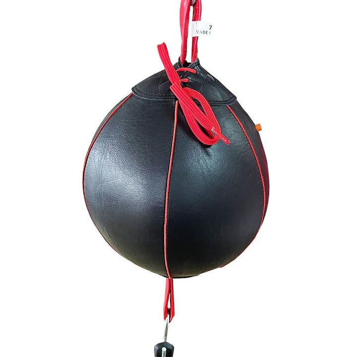 Professional Leather Double End Boxing Bag with Bungee Cords for Boxing, MMA, Muay Thai, Fitness Speed Dodge Reflex Ball, Floor to Ceiling Training