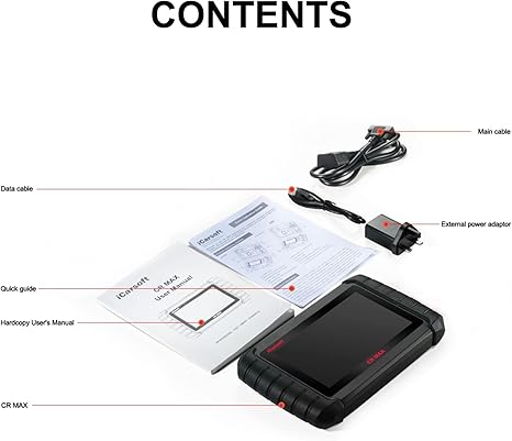 iCarsoft CR Max  Free Screen Protector - Professional Multibrand Automotive Diagnostic Scanner - Read/Erase Faults Codes - Reset Oil Service - Coding &amp; Programming