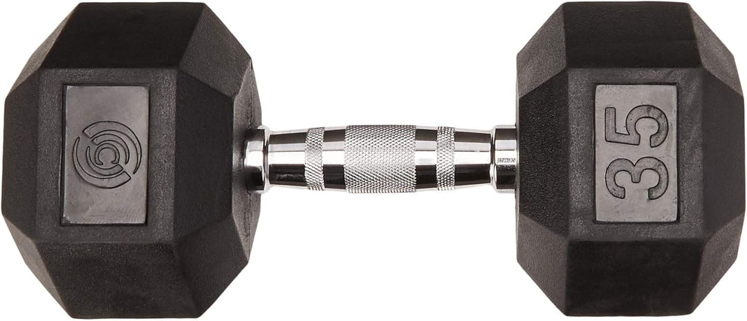 Champion Barbell 45-Pound Solid Hex Dumbbell - Rubber Encased