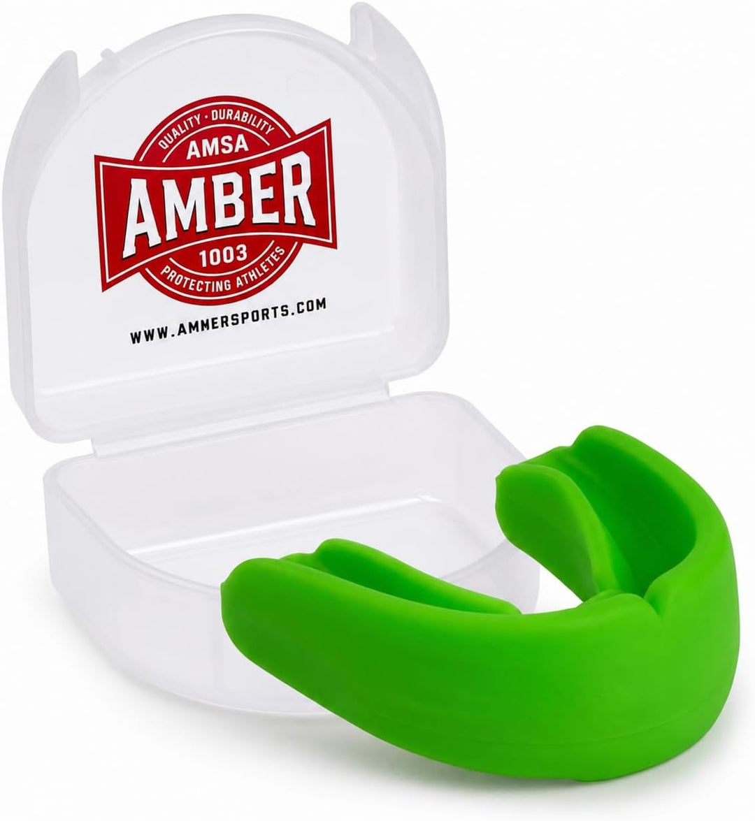 Amber Fight Gear Adult Silicone Sports Mouthguard with Case, Multiple Colors