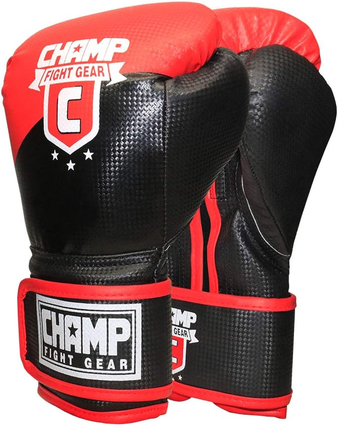 Champ Boxing Gloves for Training, Sparring, Kickboxing, MMA, Muay Thai, Durable PU Leather, Multi-Layered Foam, Wrist Support, Breathable Design
