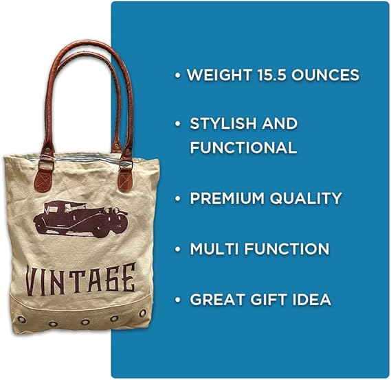 Amber Fight Gear Recycled Canvas Vintage Print Bag Market Beach Travel Reusable Grocery Shopping Tote Bag Portable Storage Hand Bags 14?x16?