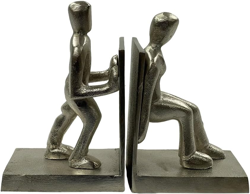 Unique Human Figure Decorative Bookends ? Handcrafted Antique Finish, Non-Skid Felt Bottom for Organizing Books, Magazines, Movies &amp; More, 7 inch High (Set of 2)