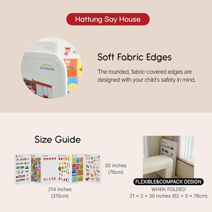 LIVEVIE Hattung SayHouse Interactive Educational Foldable Board for Kids with Talking Pen, Magnetic Board, Whiteboard &amp; Mirror - Learn Fruits, Numbers, Animals, and More