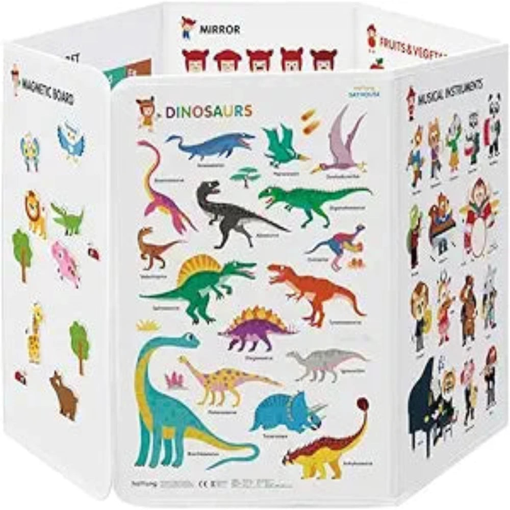 LIVEVIE Hattung SayHouse Interactive Educational Foldable Board for Kids with Talking Pen, Magnetic Board, Whiteboard &amp; Mirror - Learn Fruits, Numbers, Animals, and More