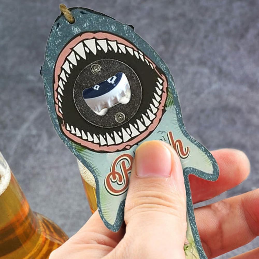 Shark Bottle Opener for Beer, Soda, and Pop Tops - Wall Mount Bartender Kitchen Barware