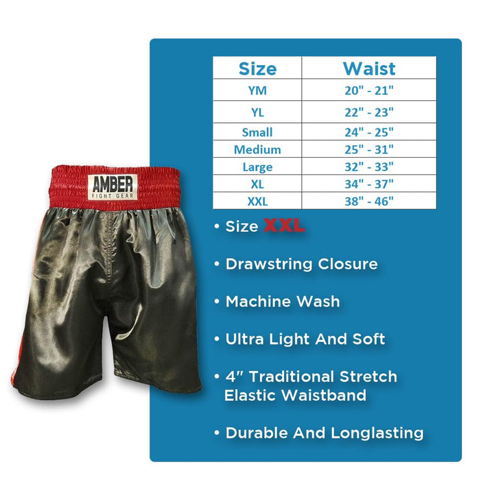 Fearless Classic Satin Pro-Style Boxing Trunks, Premium Lightweight Fight Shorts for Training, Sparring, and Gym Wear
