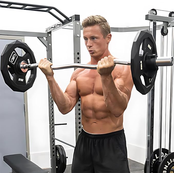Olympic Super Curl Barbell 47 Inch - Heavy-Duty EZ Curl Bar with 200 lb Capacity for Weight Bench Training - Fits 2 Inch Weight Plates - Anti-Rust Coated - Multi-Use Gym Equipment