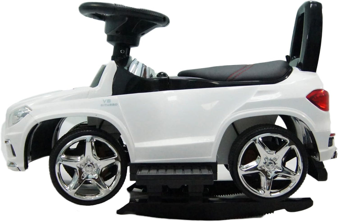 Best Ride-On Cars Baby Toddler 4-in-1 Mercedes Push Car Stroller w/ Led Lights for Ages 1-3, White