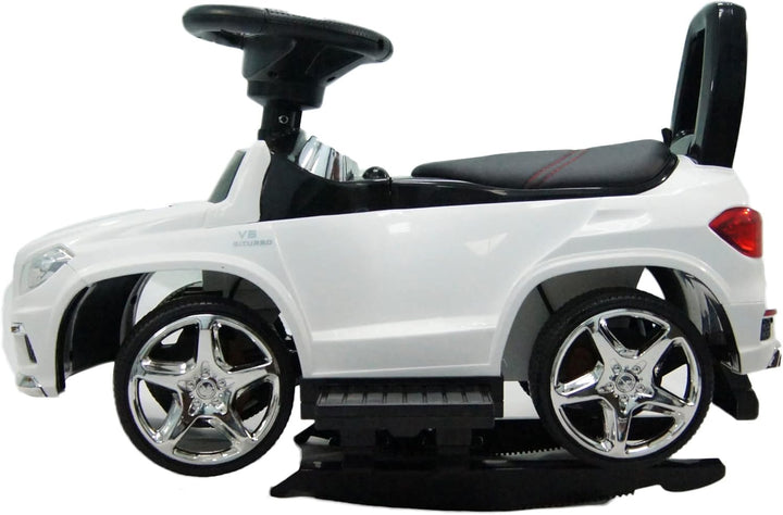 Best Ride-On Cars Baby Toddler 4-in-1 Mercedes Push Car Stroller w/ Led Lights for Ages 1-3, White