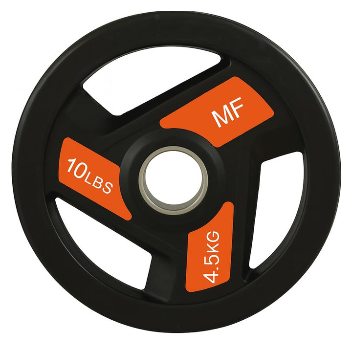 Tri-Grip Olympic Weight Plates Pairs, Rubber Coated Cast Iron Plates for Home Gym &amp; Fitness Workouts, 2-Inch Center Hole, Secure Grip, Durable &amp; Floor-Protective