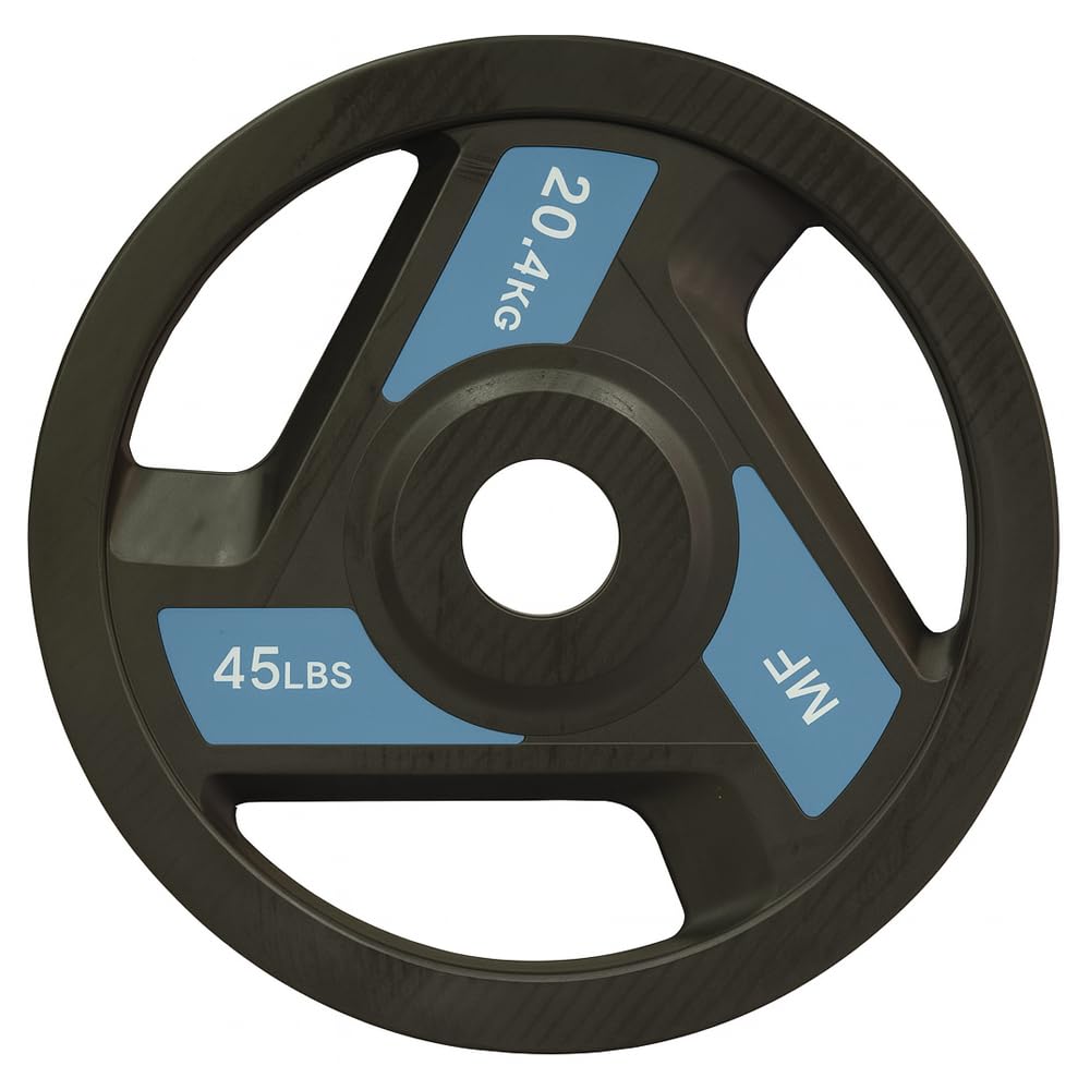 Tri-Grip Olympic Weight Plates Pairs, Rubber Coated Cast Iron Plates for Home Gym &amp; Fitness Workouts, 2-Inch Center Hole, Secure Grip, Durable &amp; Floor-Protective
