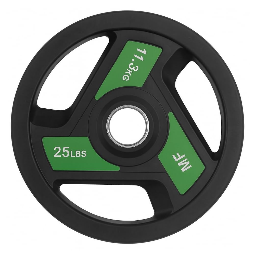 Tri-Grip Olympic Weight Plates Pairs, Rubber Coated Cast Iron Plates for Home Gym &amp; Fitness Workouts, 2-Inch Center Hole, Secure Grip, Durable &amp; Floor-Protective