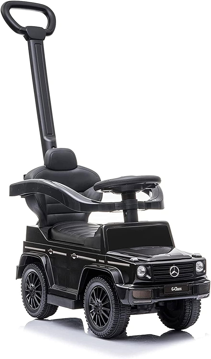 Best Ride On Cars 3 In 1 Mercedes G-Wagon Push Car for Toddlers 1 to 3 Years Old, Kids Outdoor Stroller with Music, Horn Sounds, and Handle, Realistic Driving Experience, Black