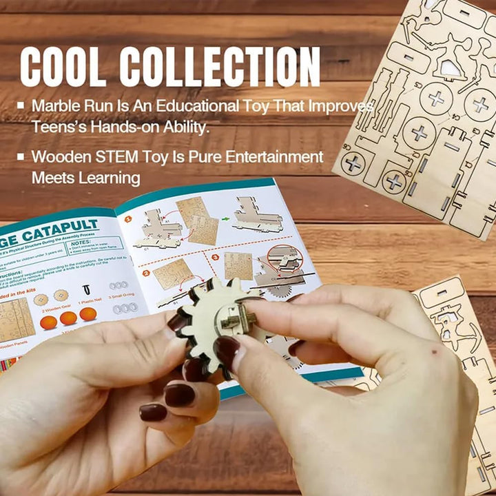 LIVEVIE Wooden Siege Catapult Kit for Kids ? STEM Learning Toy for Engineering, Simple Machines, Safe Interactive Assembly and Play