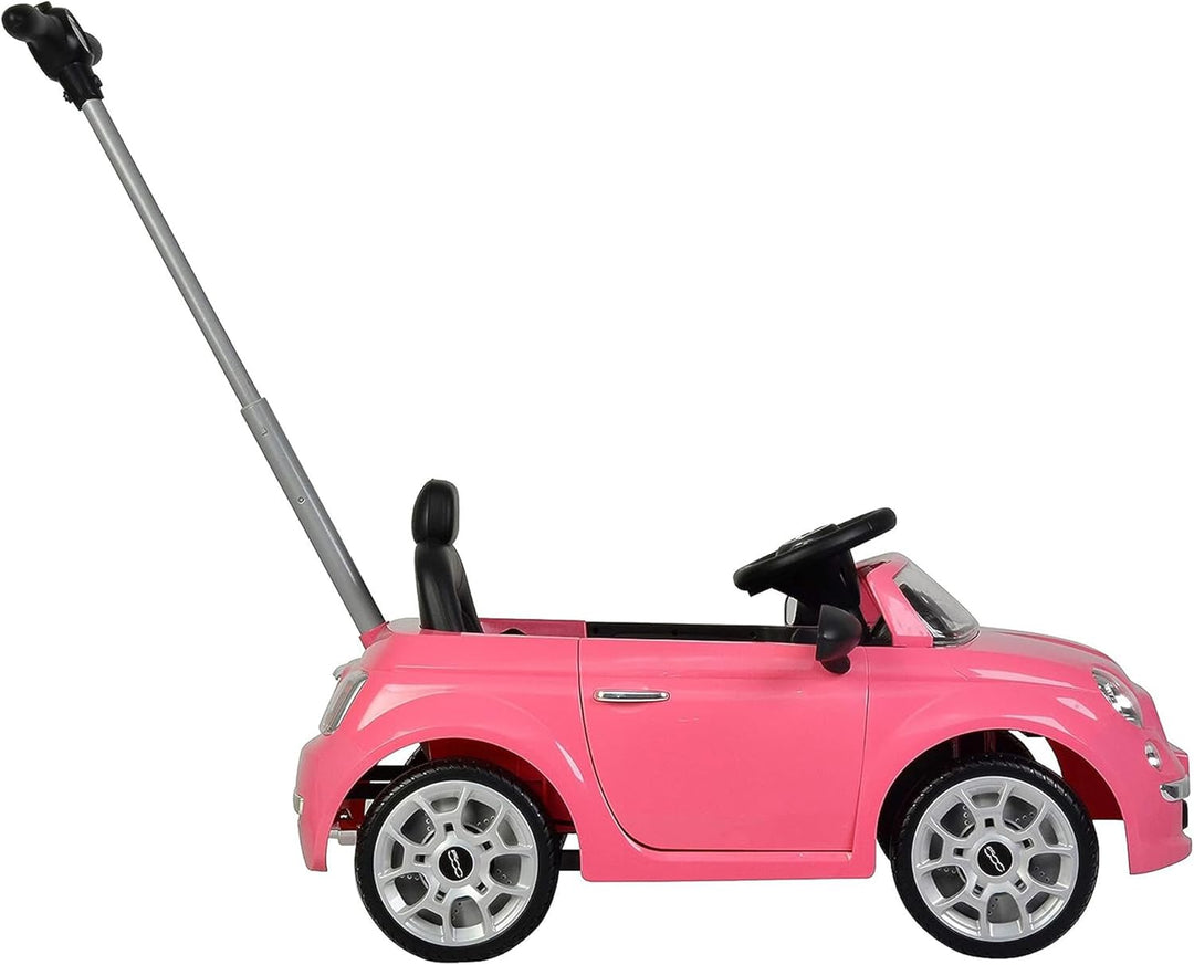 Best Ride On Cars 2-in-1 Fiat 500 Baby Toddler Toy Push Vehicle Car Stroller with 40 Pound Capacity and Lights for Children Ages 1 to 3 Years, Pink