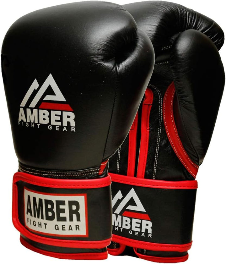 Professional Hook and Loop Leather Training Boxing Gloves

