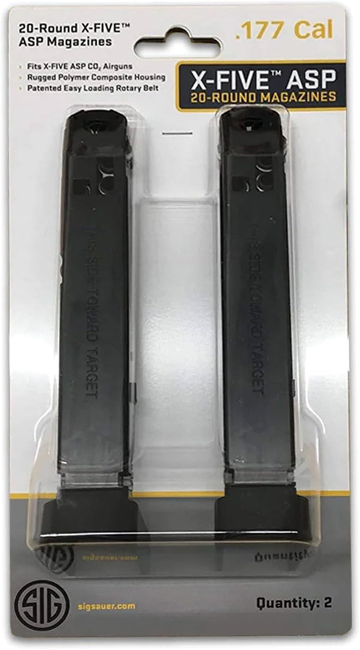 Sig Sauer P226X5 CO2 Air Pistol Magazine .177 Caliber, 20 Rounds - Durable Air Gun Accessory, 2-Pack