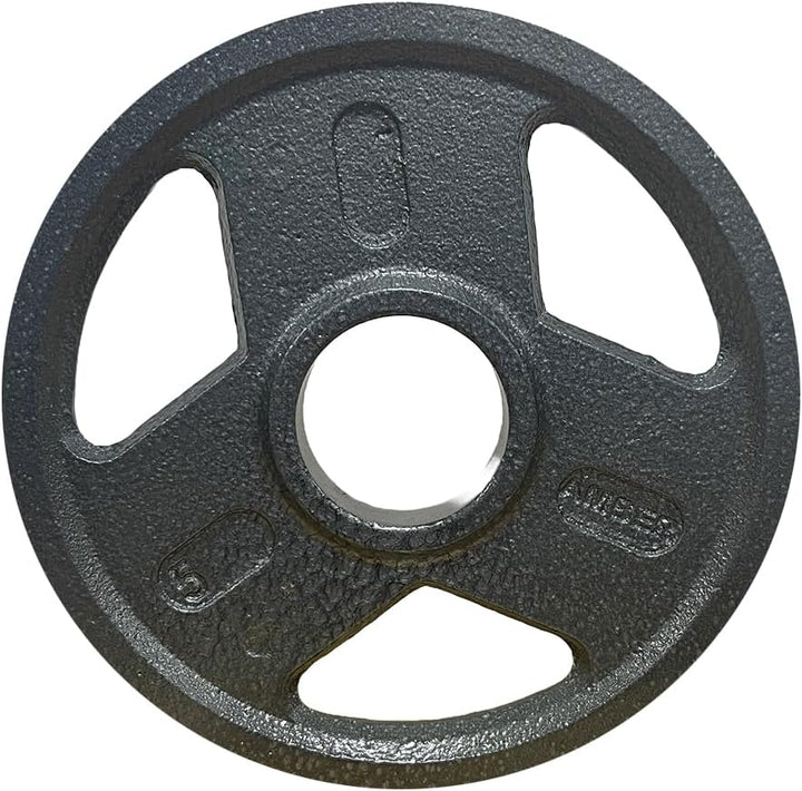Triple-Grip Weight Plates Durable Cast Iron for Versatile Strength Training - Ideal for Squats, Deadlifts, Bench Press, Multiple Weight Options Available, Sold as Pair (5, Pounds)