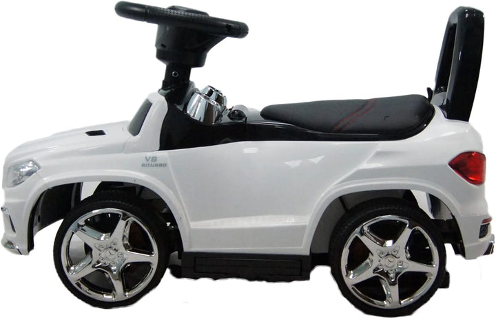 Best Ride-On Cars Baby Toddler 4-in-1 Mercedes Push Car Stroller w/ Led Lights for Ages 1-3, White