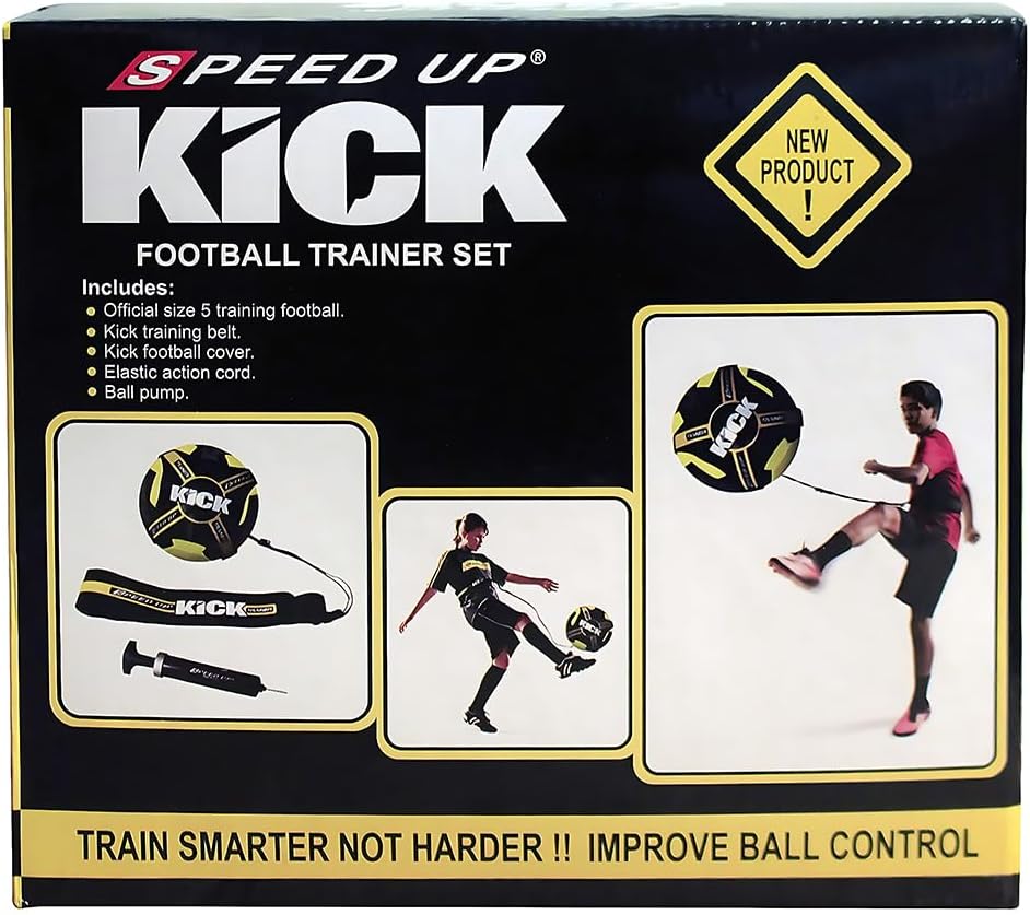 Amber Fight Gear Soccer Football Kick Throw Solo Trainer Practice Training Aide with Adjustable Waist Belt - Fits Ball Size 3, 4, and 5