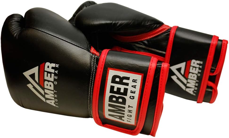 Professional Hook and Loop Leather Training Boxing Gloves
