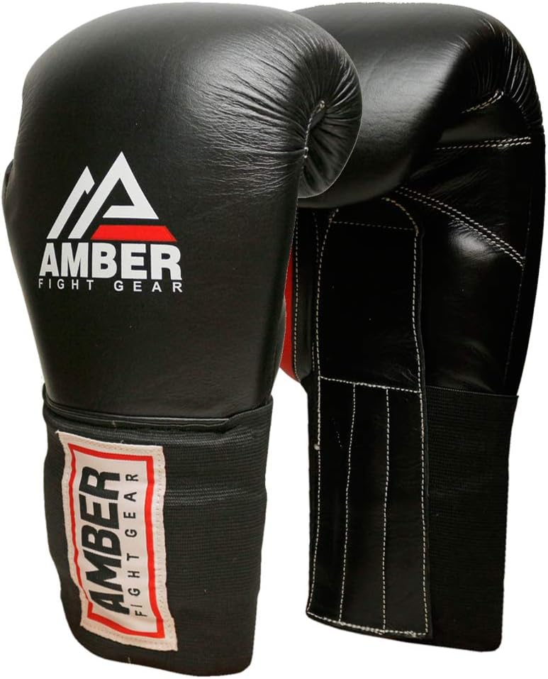 MFG Professional Hook and Loop Leather Training Boxing Gloves MMA Kickboxing Training Sparring Punching Bag Gloves Black
