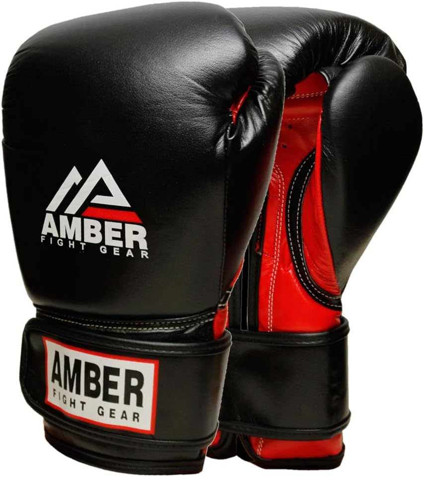 Professional Hook and Loop Leather Training Boxing Gloves - Kickboxing Training Gloves - Heavy Bag Gloves, Punching Bag Gloves for Boxing, Kickboxing, Muay Thai, MMA for Men Women and Kids