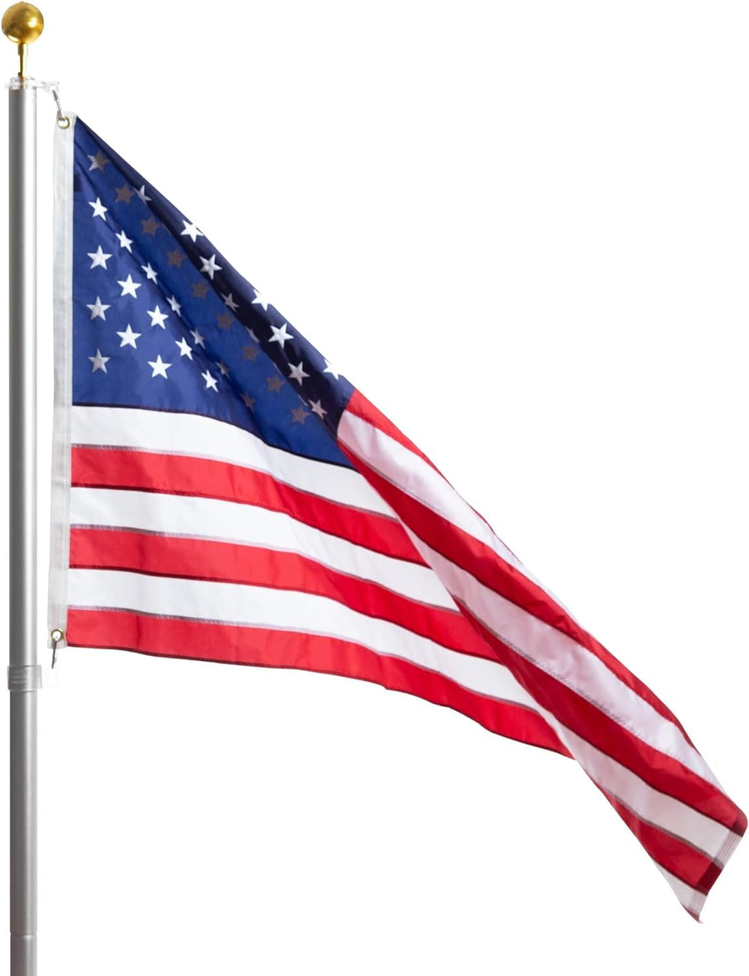 LIVEVIE Heavy Duty 21ft Guardian Flagpole Kit - Dual Flag, 360? Swivel, Wind-Resistant to 130 MPH, Durable &amp; Versatile for American Flag, Easy Installation, Complete Set