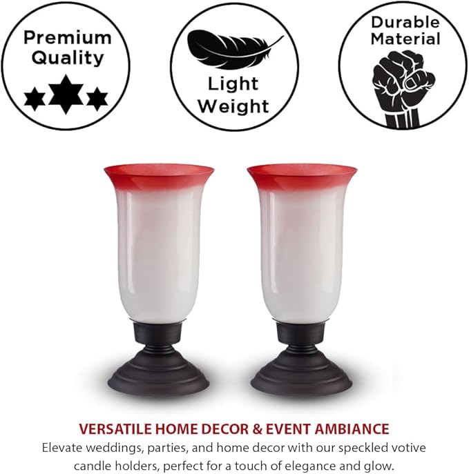 Roseberry Collection Hurricane Handmade Glass Votive Candle Holders for Weddings and Home Decor (Set of 2), Small