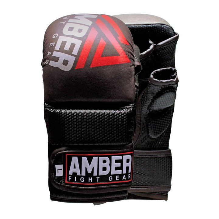 Contender Sparring MMA Gloves, Real Leather Hybrid Grappling Gloves for Martial Arts, Boxing, Combat Training, Open Palm, Padded Half Thumb, Shock-Absorbing Foam