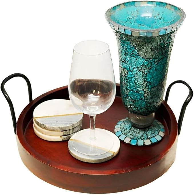 Dreamer Marble Coaster Set Great for Indoors or Outdoors for Wine Glasses, Tea Cups, Coffee Mugs or Juice Glasses (Set of 4)
