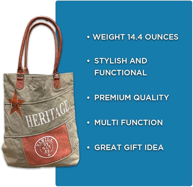 Amber Fight Gear Recycled Canvas Vintage Era Print Bag Market Beach Travel Reusable Grocery Shopping Tote Bag Portable Storage Hand Bags 14?x16?