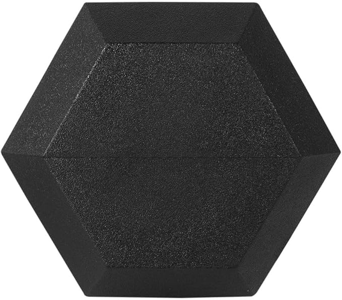 Rubber Encased Hex Dumbbell Weight, Solid Cast Iron Core, Chrome Knurled Handle, Anti-Roll Hex Design, Single Dumbbell for Strength Training, Available 3lb to 100lb