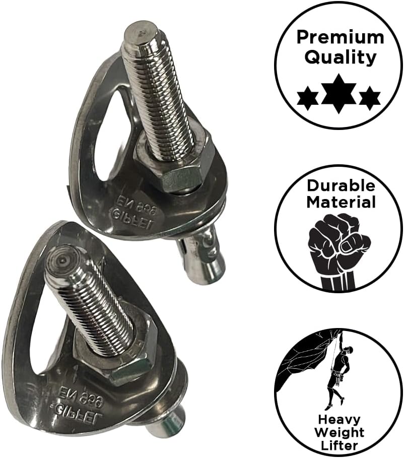Heavy-Duty Climbing Holds Anchor Set - 2PCS, 12MM Bolt/30KN Stainless Steel, Anti-Flip Design for Secure Climbing, Indoor &amp; Outdoor Use, 3000KG Capacity, Versatile for Training &amp; Mountaineering