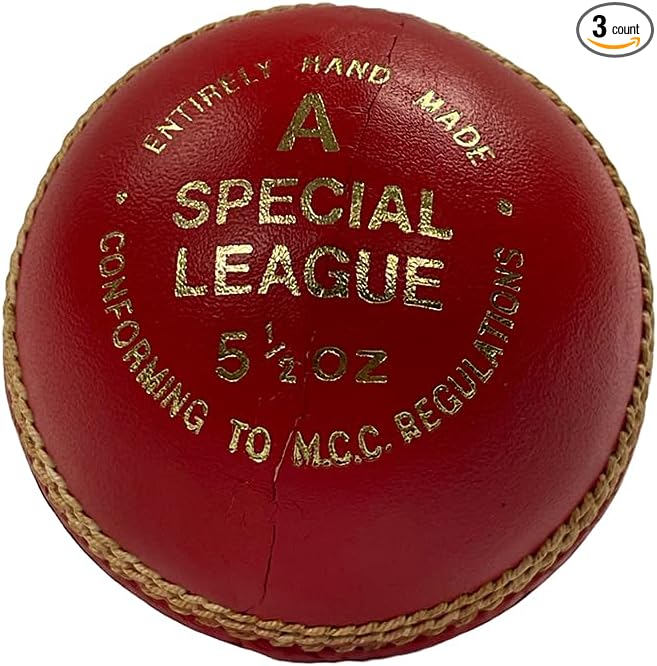 Amber Fight Gear Handmade Professional-Grade Leather Cricket Ball: Durable Excellence Tailored for High-Scoring League Matches, Set of 6