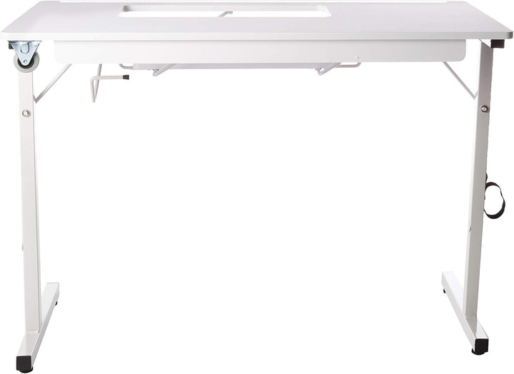SewingRite SewStation 101 Portable Folding Sewing Table with Steel Legs, White - Perfect for Home, Office and Business