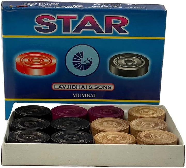 Star Carrom Board Coins Set ? Smooth, Durable &amp; Long-Lasting, Less Abrasive, Wide Color Variety, Ideal for All Players &amp; Carrom Enthusiasts
