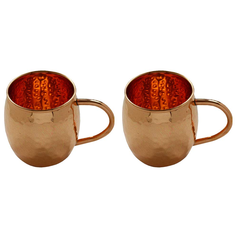 LIVEVIE Moscow Mule Mug Hammered Handcrafted with Classic Handle for Cocktails and Drinks 16oz - (Set of 2)