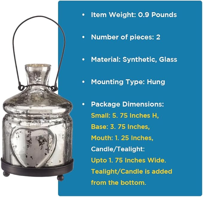 Antique Silver Bottle Votive Candle Holders - Handmade Glass for Weddings and Home D?cor (Set of 2)
